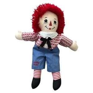 Raggedy Andy 16” Plush Doll – Red Yarn Hair, Blue Outfit, Soft Stuffed Toy